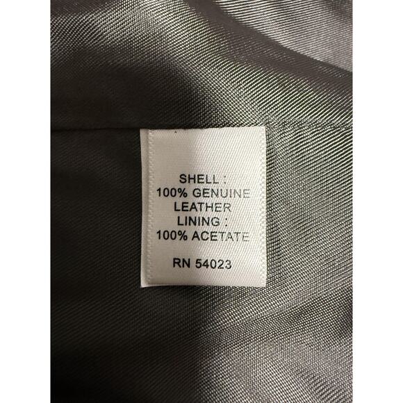 Banana Republic Genuine Leather Jacket Womens Medium Gray Epaulet Belted Cuffs - Picture 11 of 16